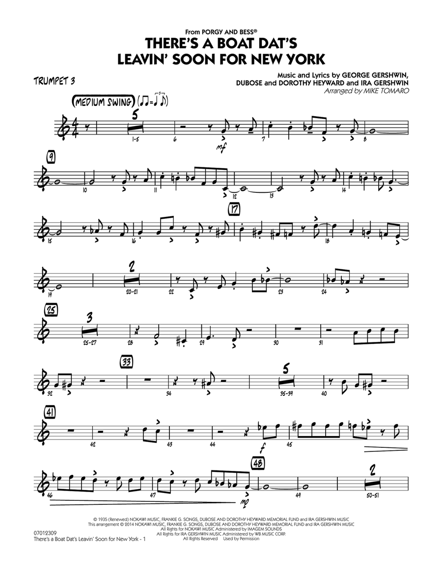 There's a Boat Dat's Leavin' Soon for New York (from Porgy & Bess) - Trumpet 3 Jazz Ensemble scores gallery preview page 1