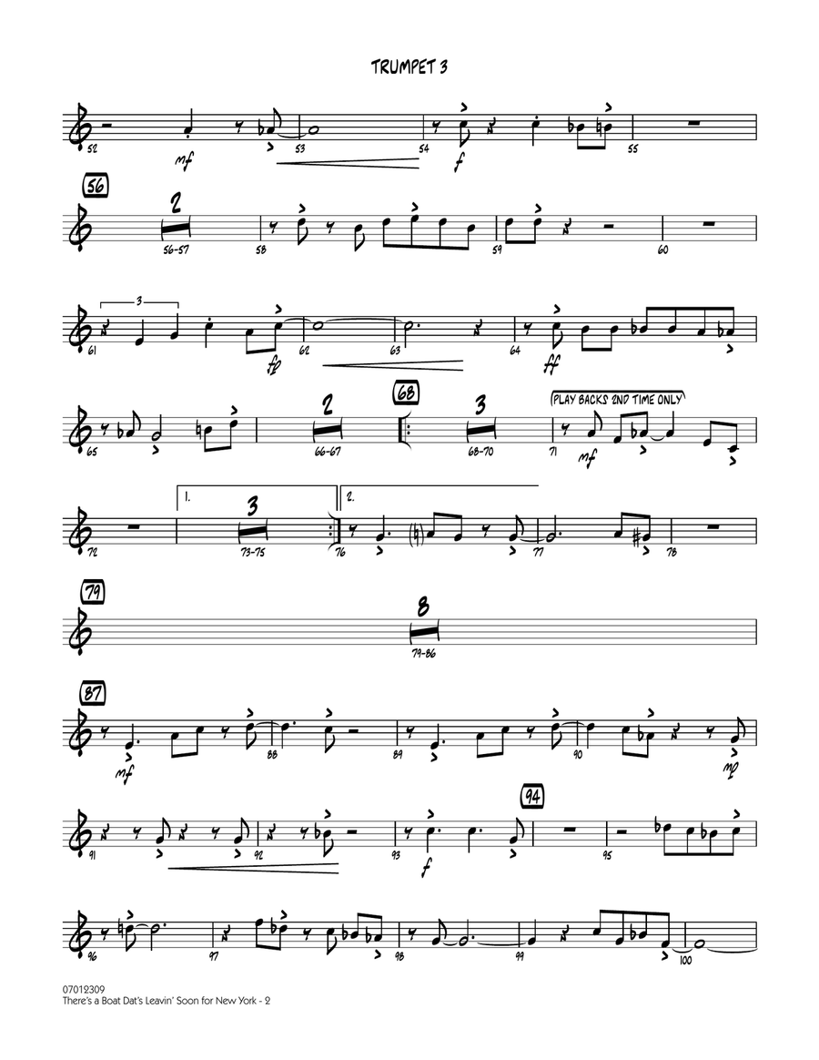 There's a Boat Dat's Leavin' Soon for New York (from Porgy & Bess) - Trumpet 3 Jazz Ensemble scores gallery preview page 2