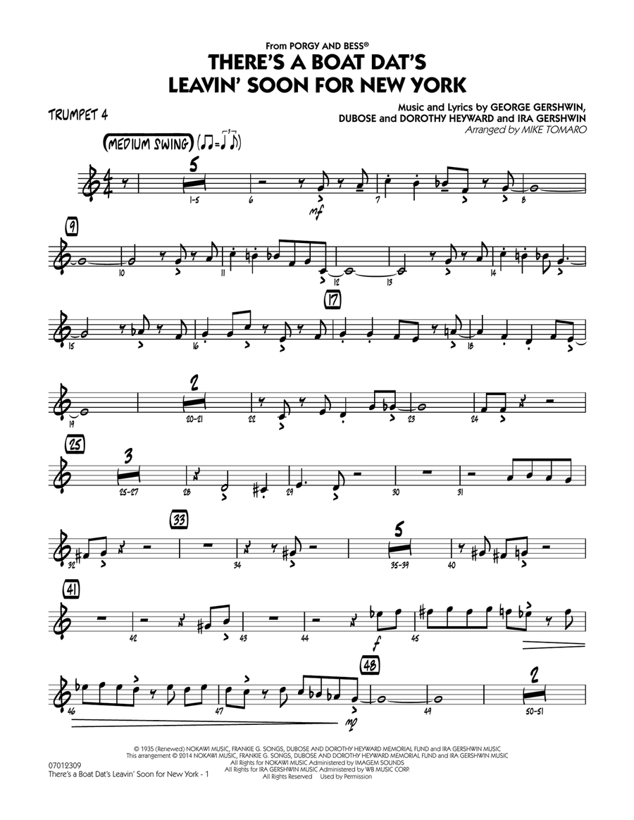 There's a Boat Dat's Leavin' Soon for New York (from Porgy & Bess) - Trumpet 4 Jazz Ensemble scores gallery preview page 1
