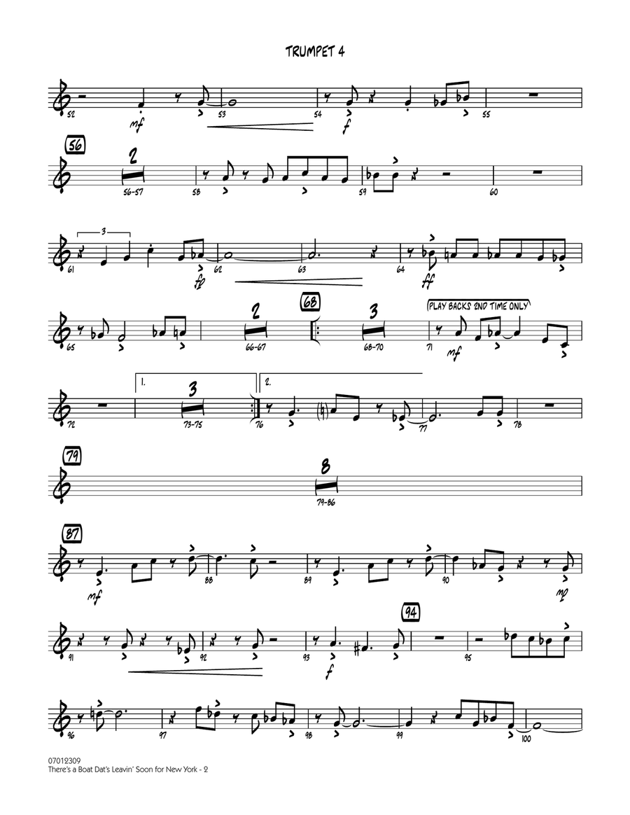 There's a Boat Dat's Leavin' Soon for New York (from Porgy & Bess) - Trumpet 4 Jazz Ensemble scores gallery preview page 2