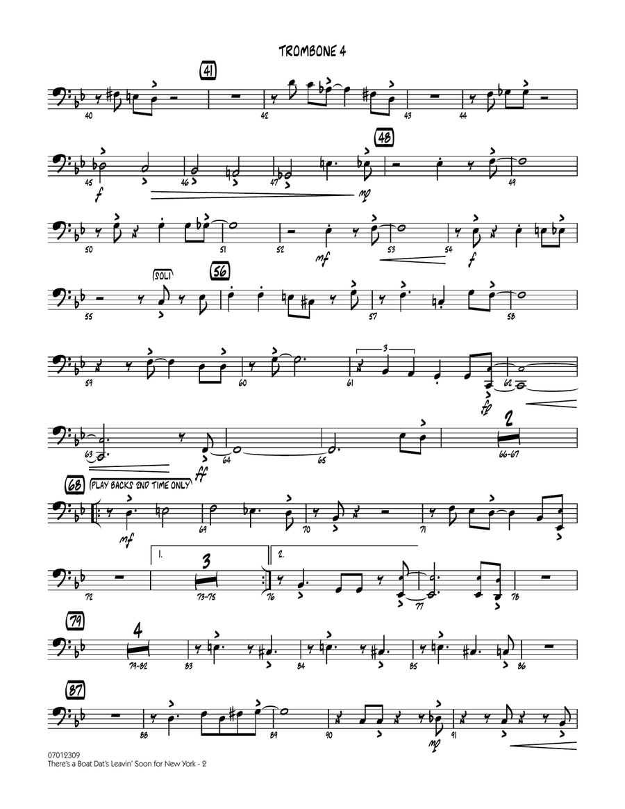 There's a Boat Dat's Leavin' Soon for New York (from Porgy & Bess) - Trombone 4 Jazz Ensemble scores gallery preview page 2