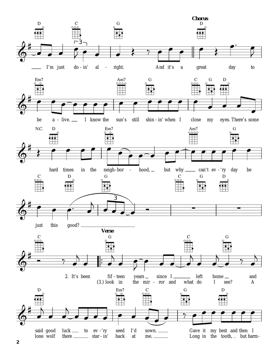 It's A Great Day To Be Alive Ukulele scores gallery preview page 2