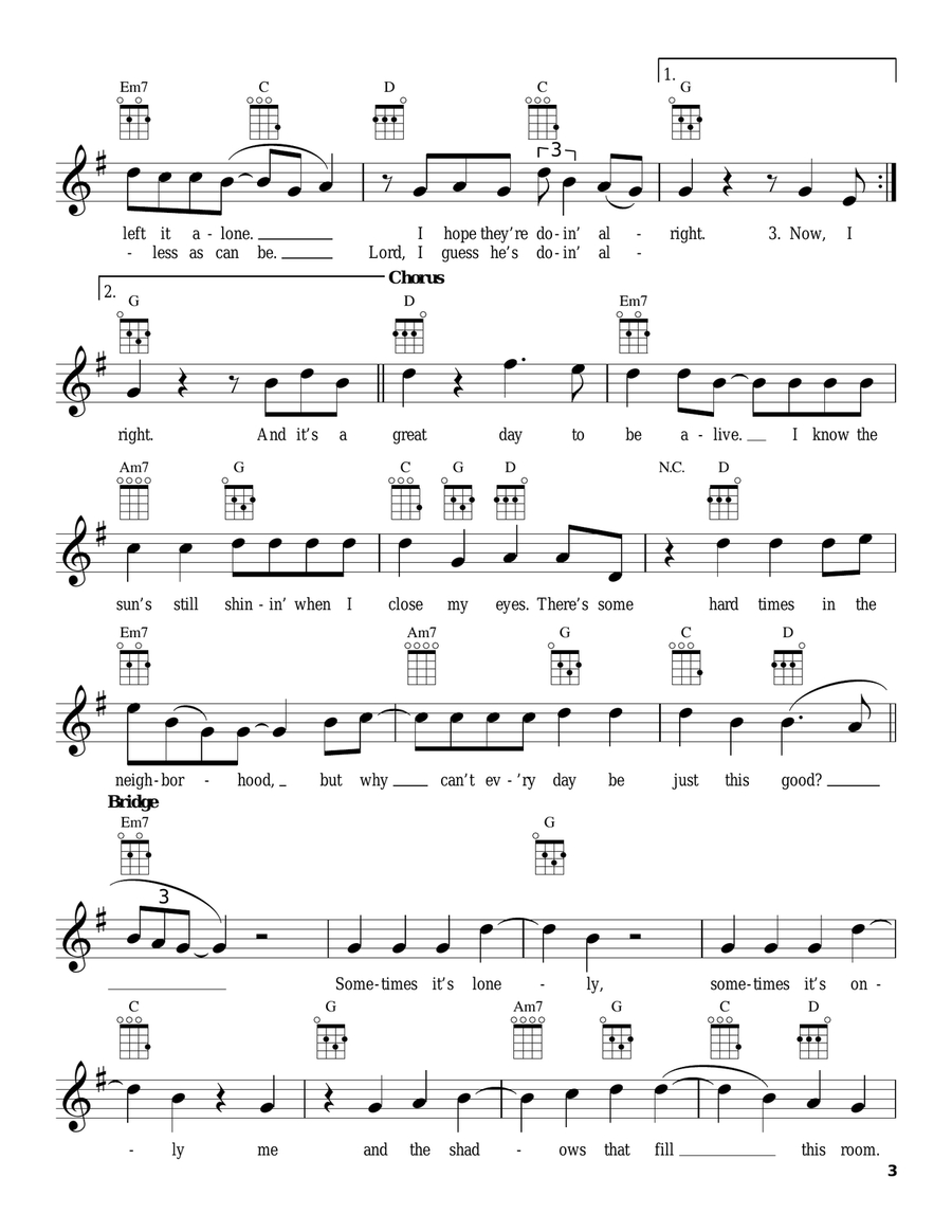 It's A Great Day To Be Alive Ukulele scores gallery preview page 3