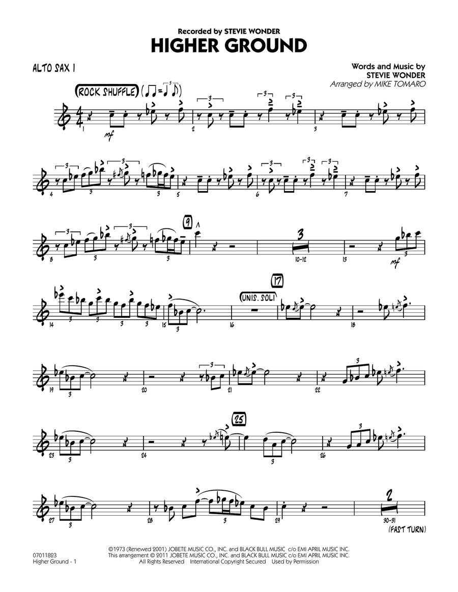 Higher Ground - Alto Sax 1 Jazz Ensemble scores gallery preview page 1