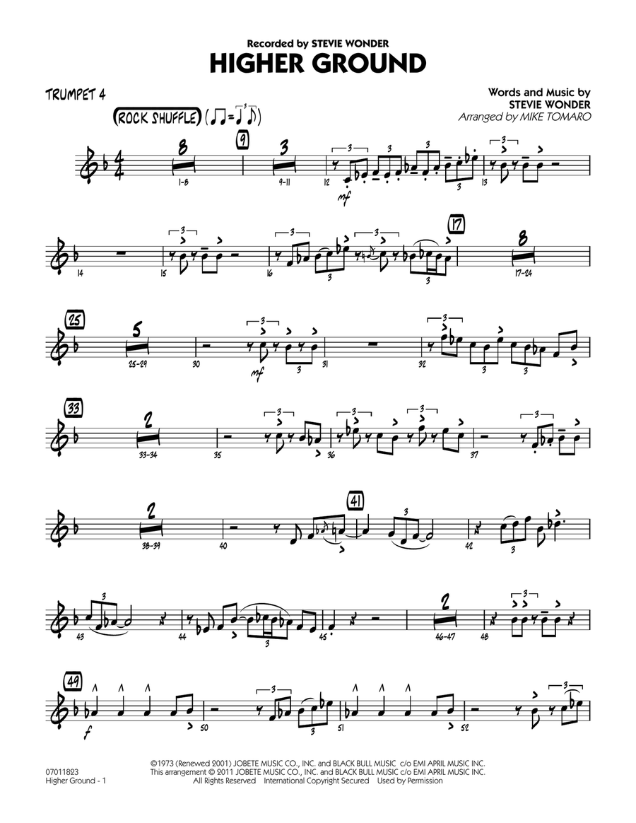 Higher Ground - Trumpet 4 Jazz Ensemble scores gallery preview page 1