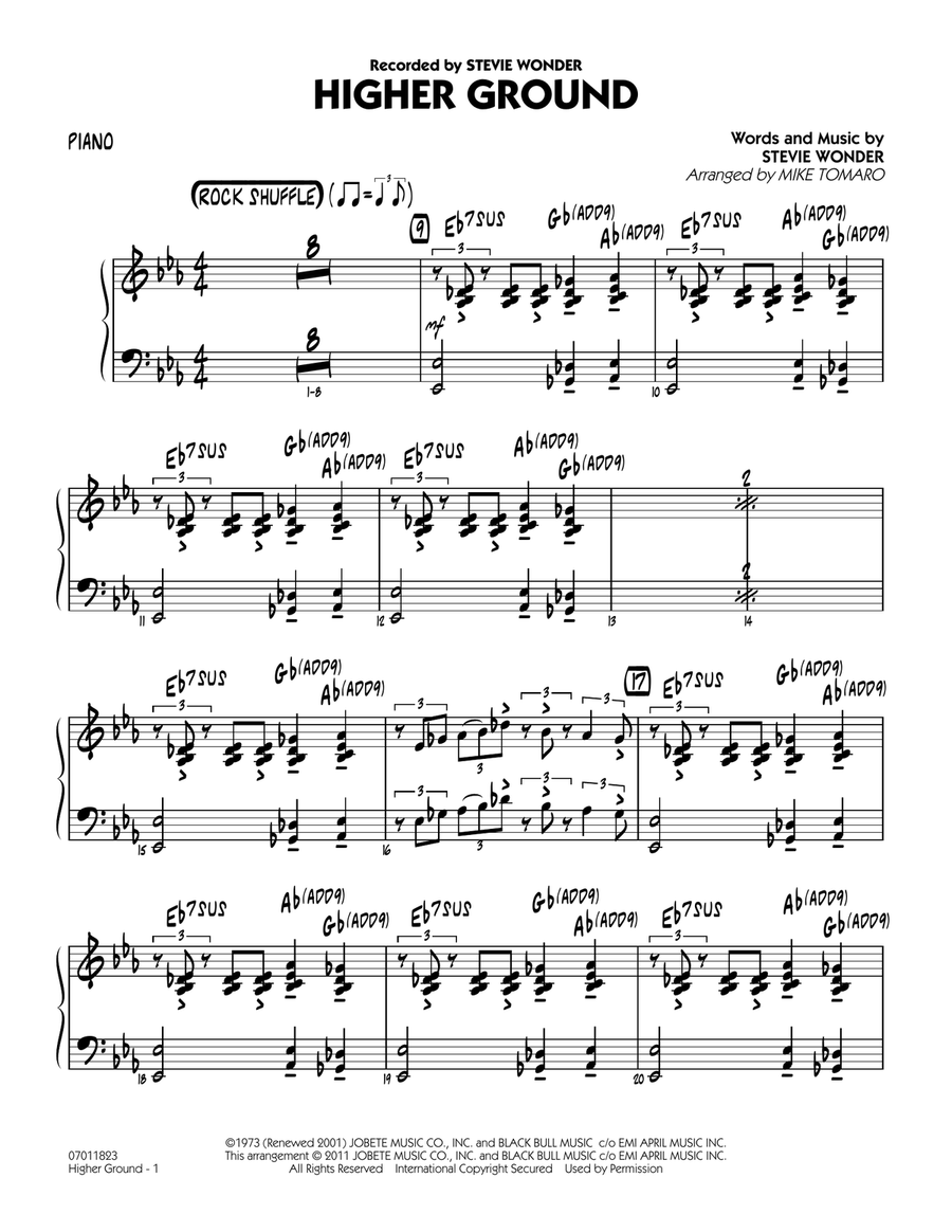Higher Ground - Piano Higher Ground - Piano Jazz Ensemble scores gallery preview page 1