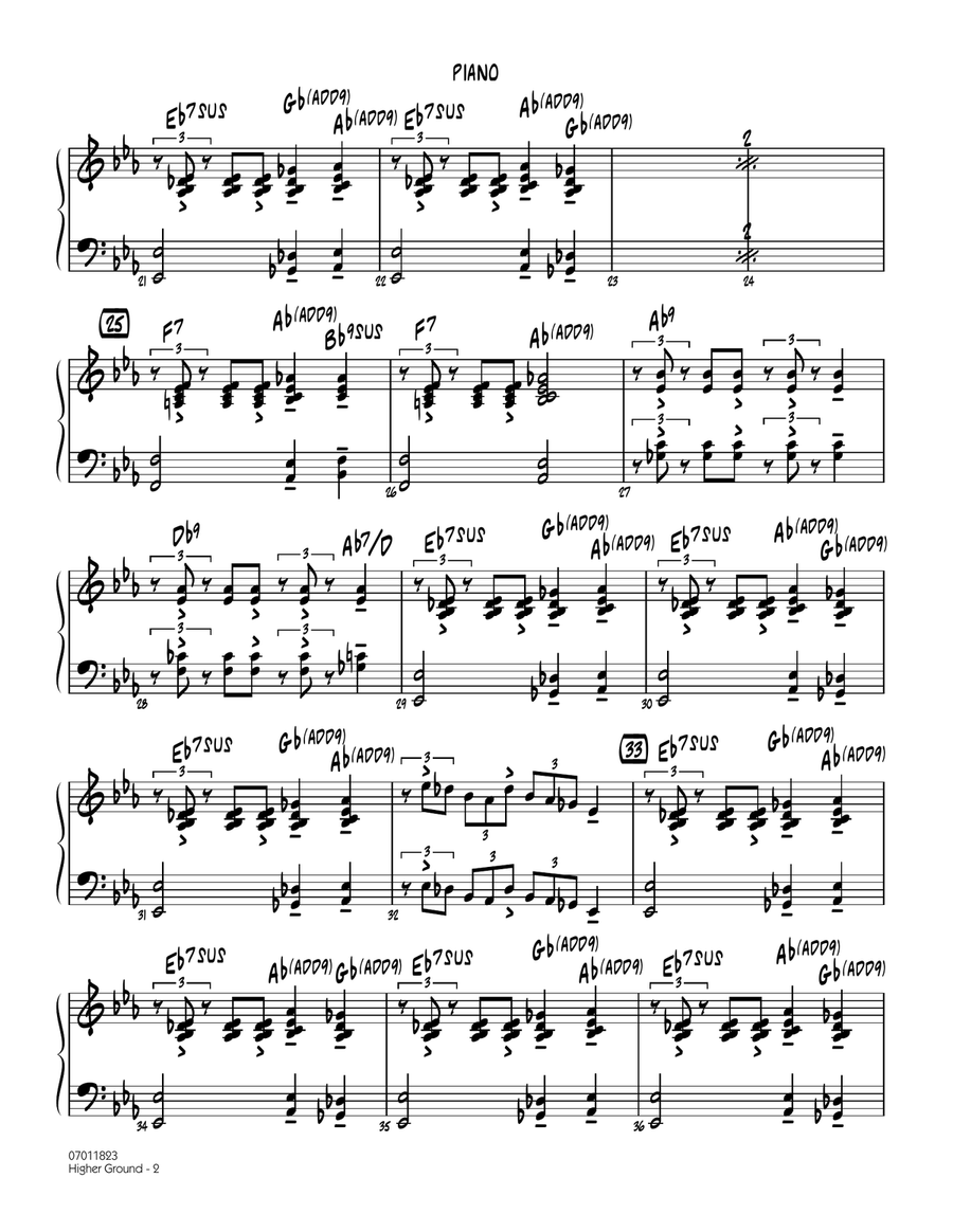Higher Ground - Piano Higher Ground - Piano Jazz Ensemble scores gallery preview page 2