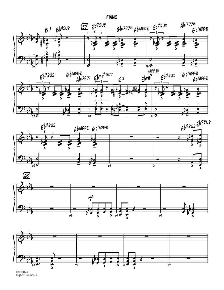 Higher Ground - Piano Higher Ground - Piano Jazz Ensemble scores gallery preview page 4