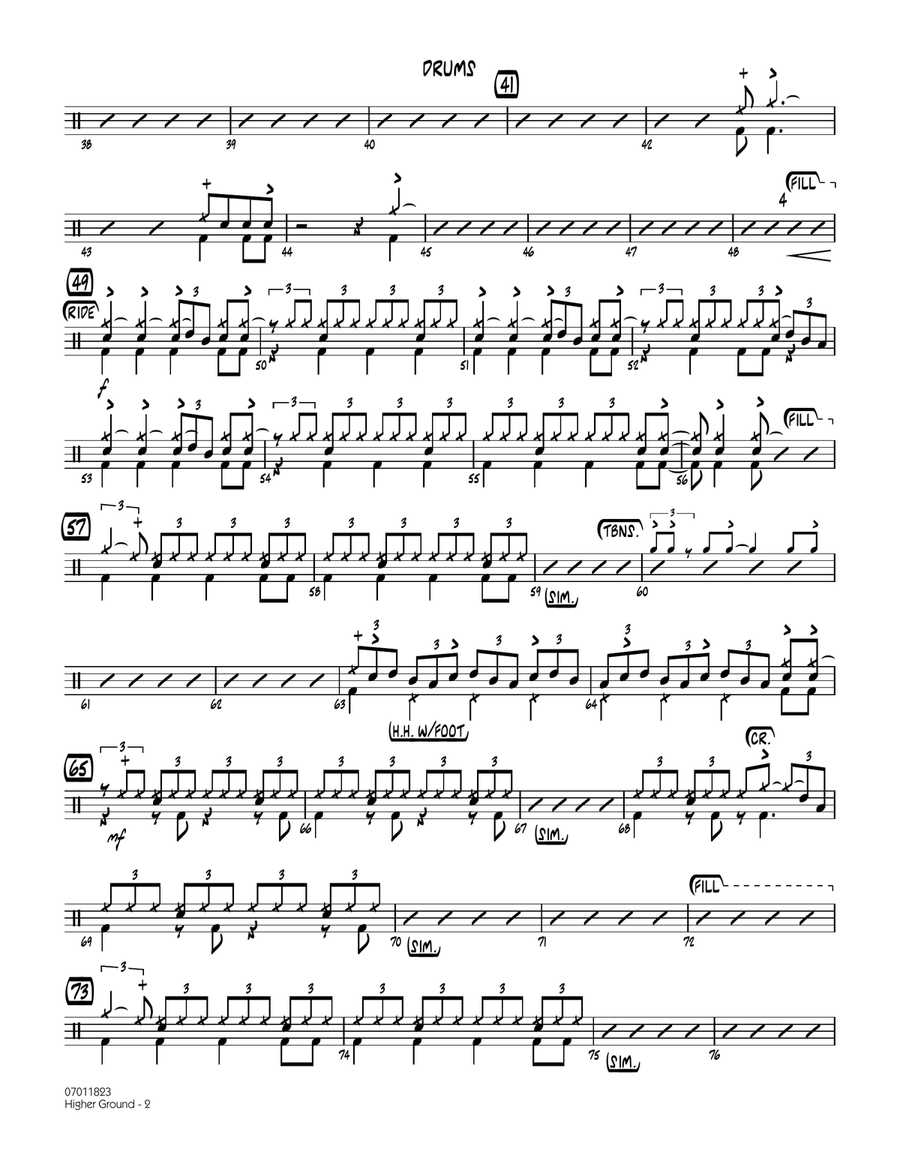 Higher Ground - Drums Higher Ground - Drums Jazz Ensemble scores gallery preview page 2