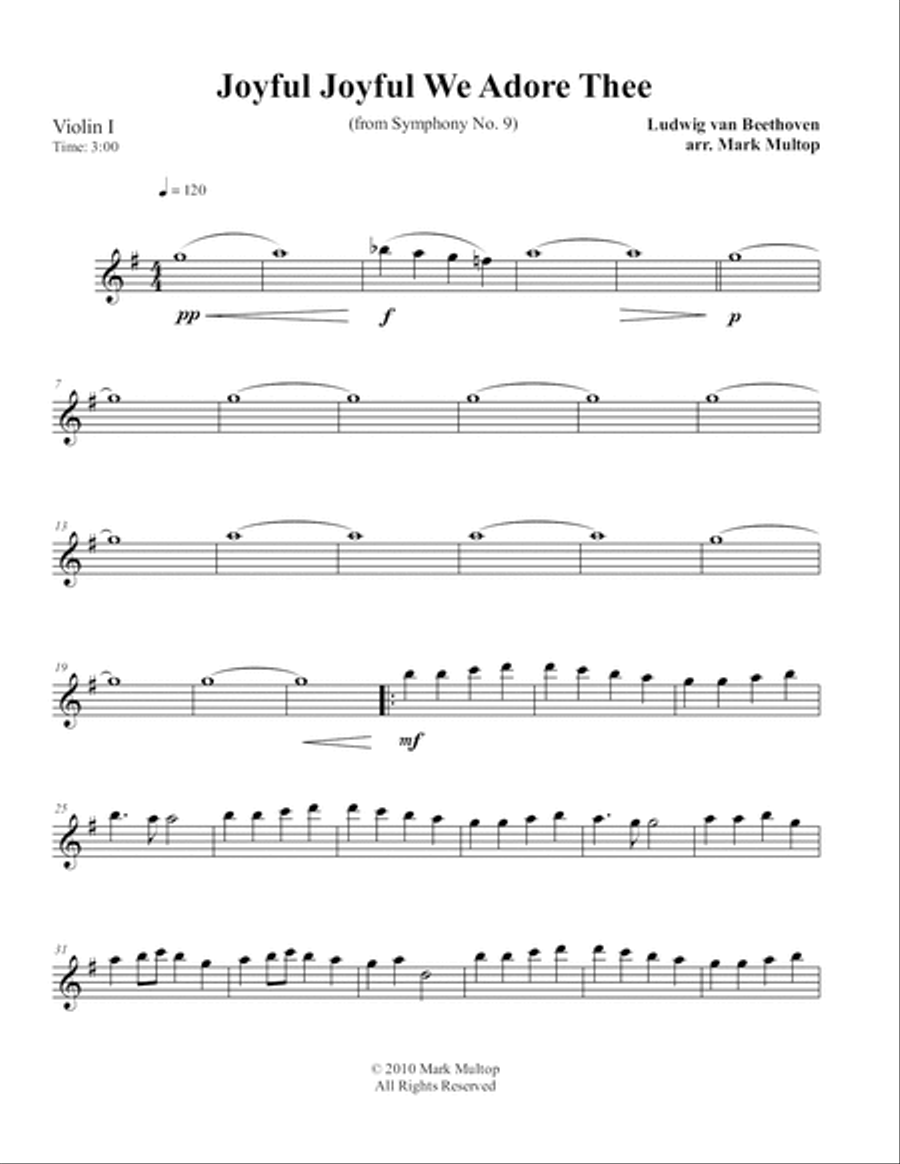 Joyful Joyful We Adore Thee (Ode to Joy) String Quartet scores gallery preview page 3