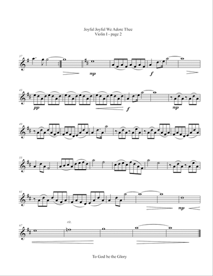 Joyful Joyful We Adore Thee (Ode to Joy) String Quartet scores gallery preview page 4