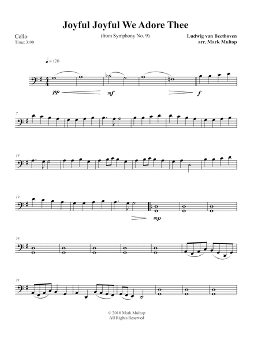 Joyful Joyful We Adore Thee (Ode to Joy) String Quartet scores gallery preview page 5