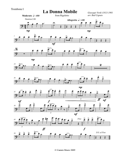 Low Brass-Three Famous Opera Arias-All Parts