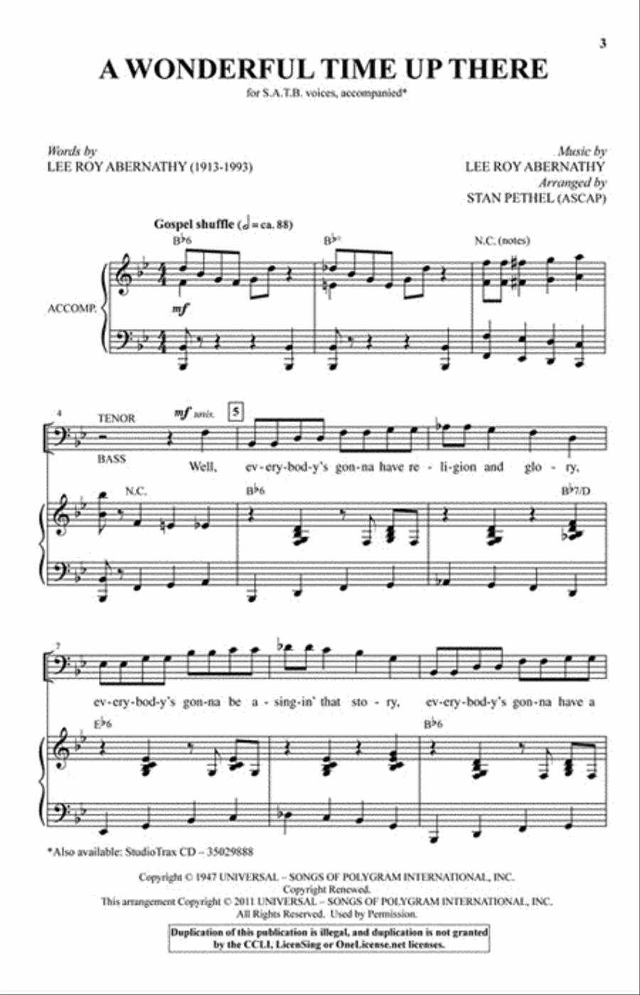 A Wonderful Time Up There 4-Part scores gallery preview page 2