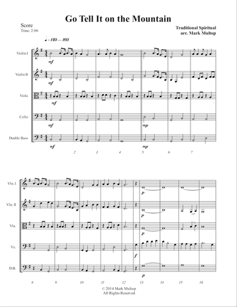 Go Tell It on the Mountain String Quartet scores gallery preview page 5