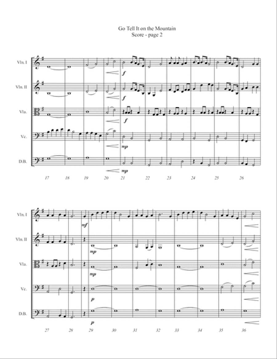 Go Tell It on the Mountain String Quartet scores gallery preview page 6