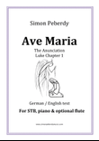 Ave Maria in B flat for STB voices, piano and optional flute. (The Annunciation, Luke Chapter 1)