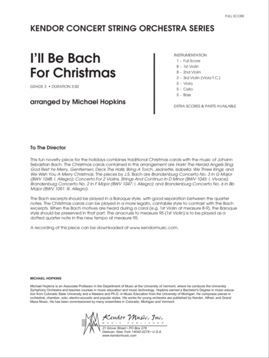 I'll Be Bach For Christmas - Full Score Orchestra scores gallery preview page 1