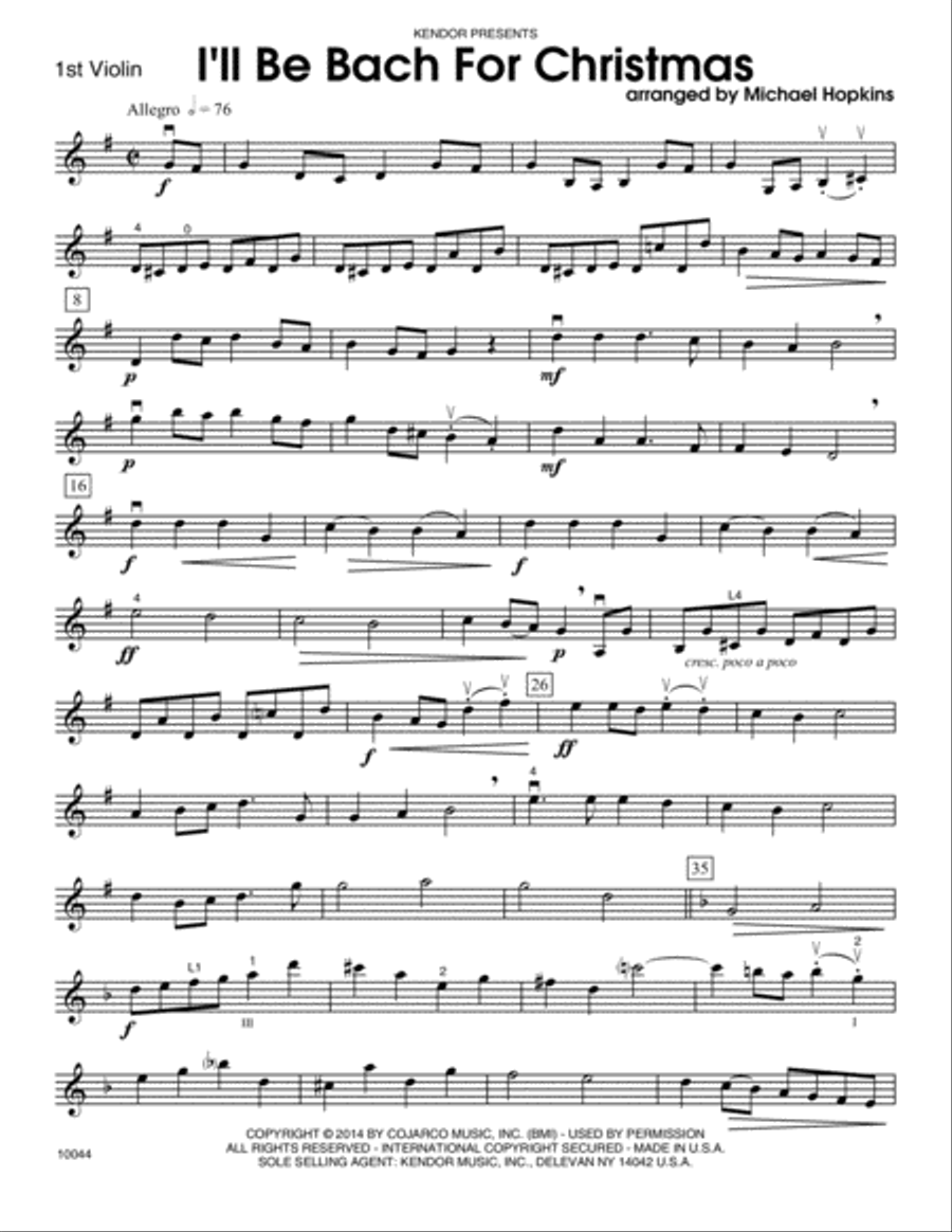 I'll Be Bach For Christmas - 1st Violin Orchestra scores gallery preview page 1