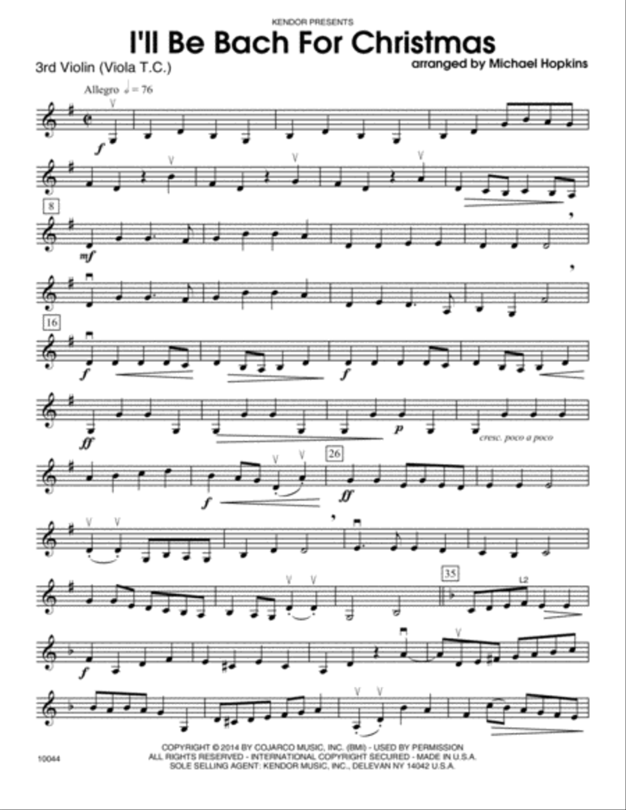 I'll Be Bach For Christmas - 3rd Violin Orchestra scores gallery preview page 1