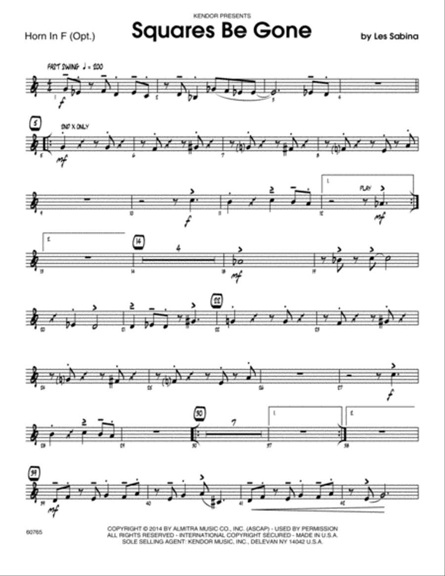 Squares Be Gone - Horn in F Horn Solo scores gallery preview page 1