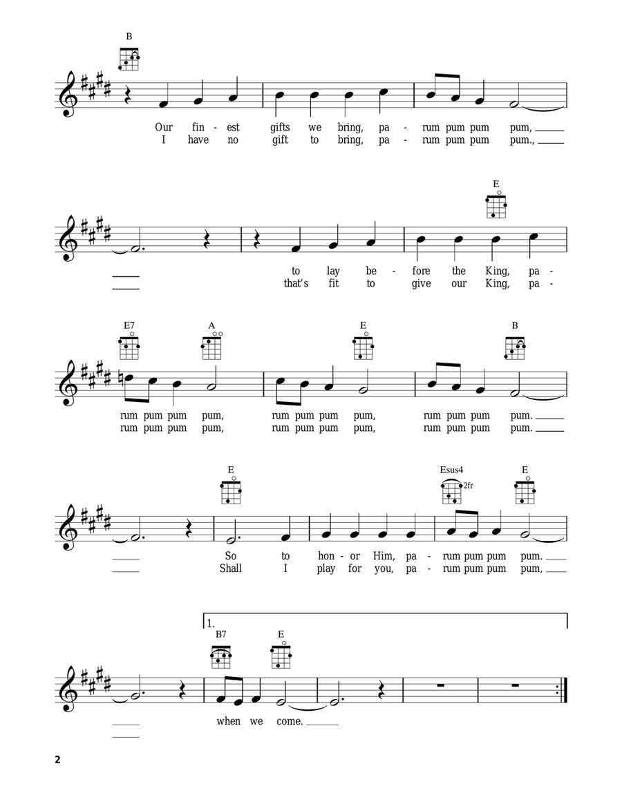 The Little Drummer Boy The Little Drummer Boy Ukulele scores gallery preview page 2