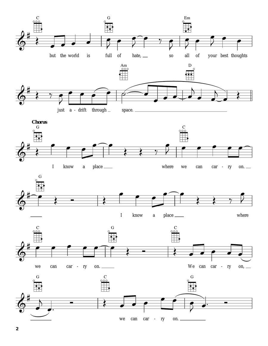 I Know A Place (Where We Can Carry On) Ukulele scores gallery preview page 2