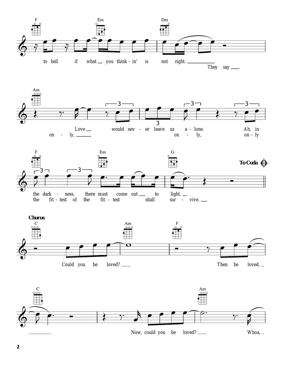 Could You Be Loved Could You Be Loved Ukulele scores gallery preview page 2