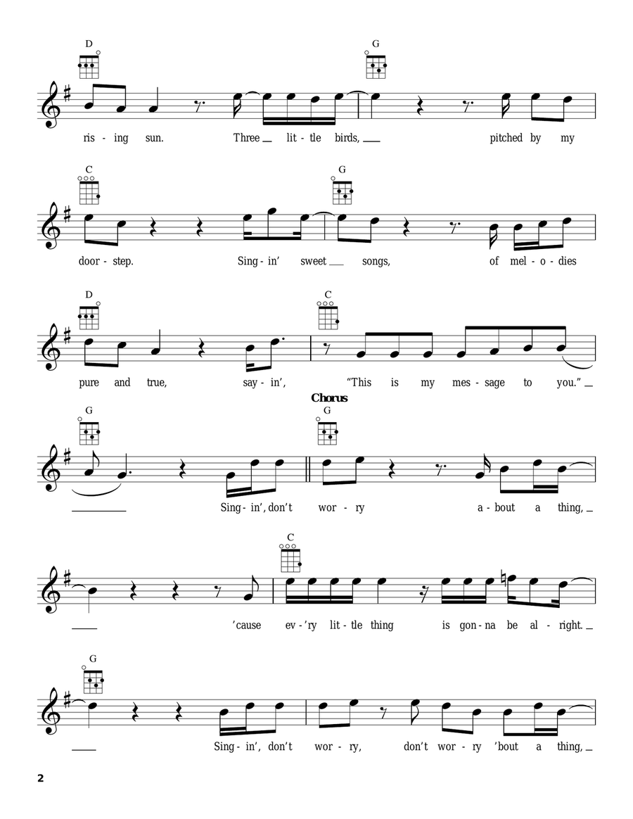 Three Little Birds Three Little Birds Ukulele scores gallery preview page 2