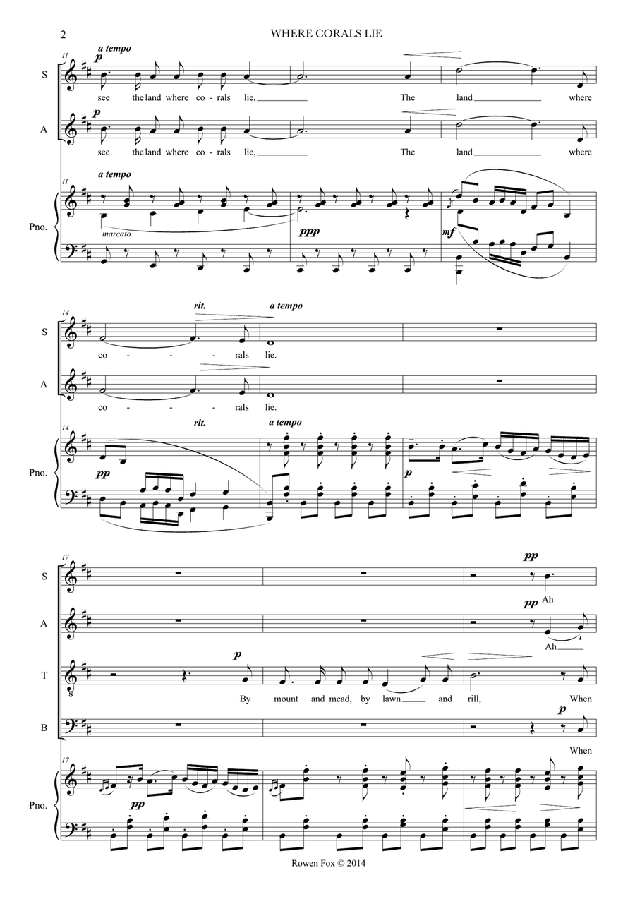 Where Corals Lie from Sea Pictures Op.37 No.4 4-Part scores gallery preview page 2