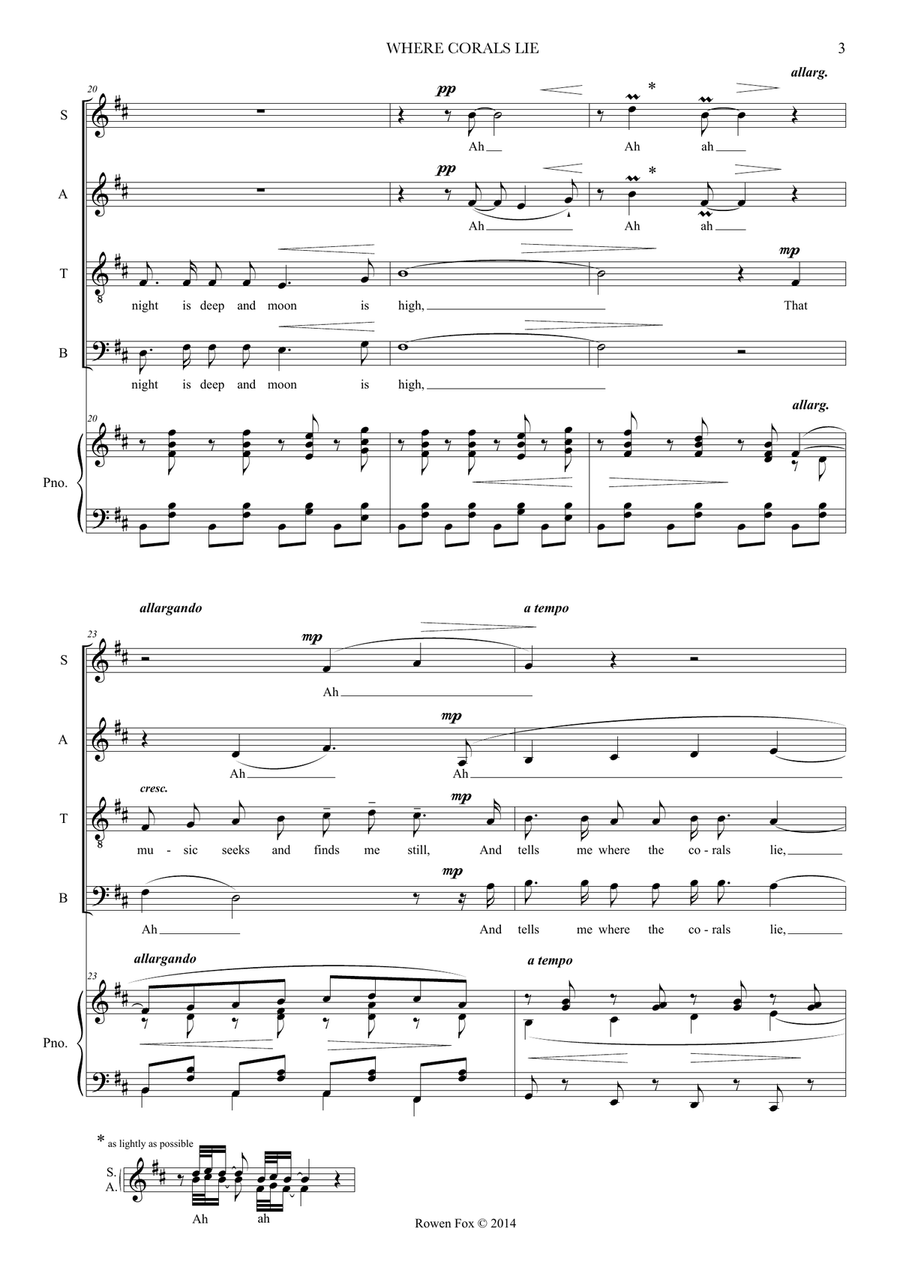 Where Corals Lie from Sea Pictures Op.37 No.4 4-Part scores gallery preview page 3
