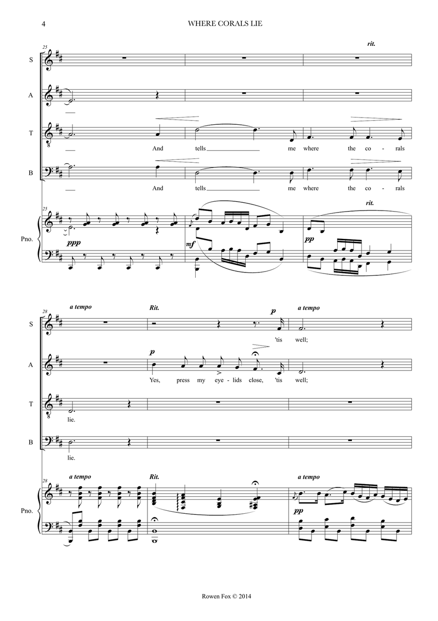 Where Corals Lie from Sea Pictures Op.37 No.4 4-Part scores gallery preview page 4