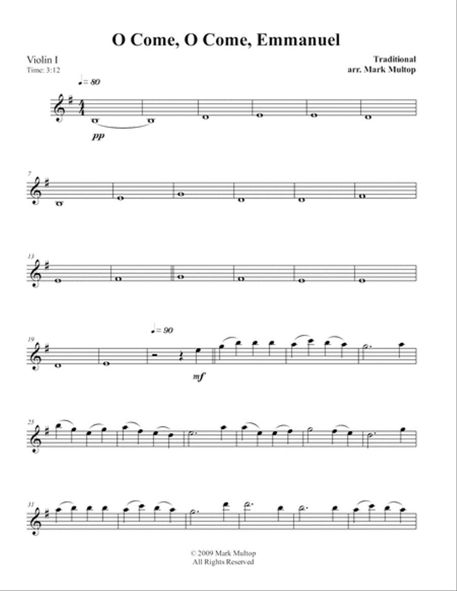 O Come, O Come, Emmanuel String Quartet scores gallery preview page 3