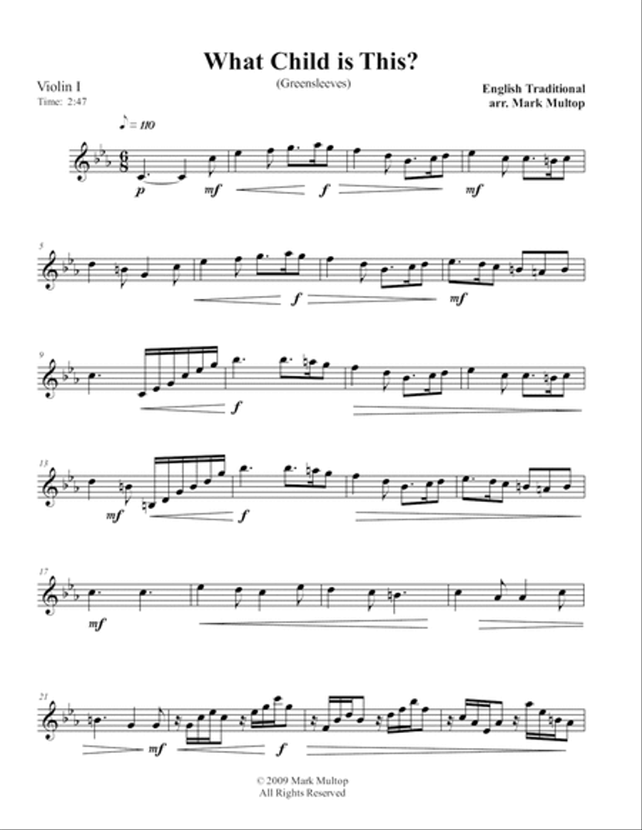 What Child is This? (Greensleeves) String Quartet scores gallery preview page 3