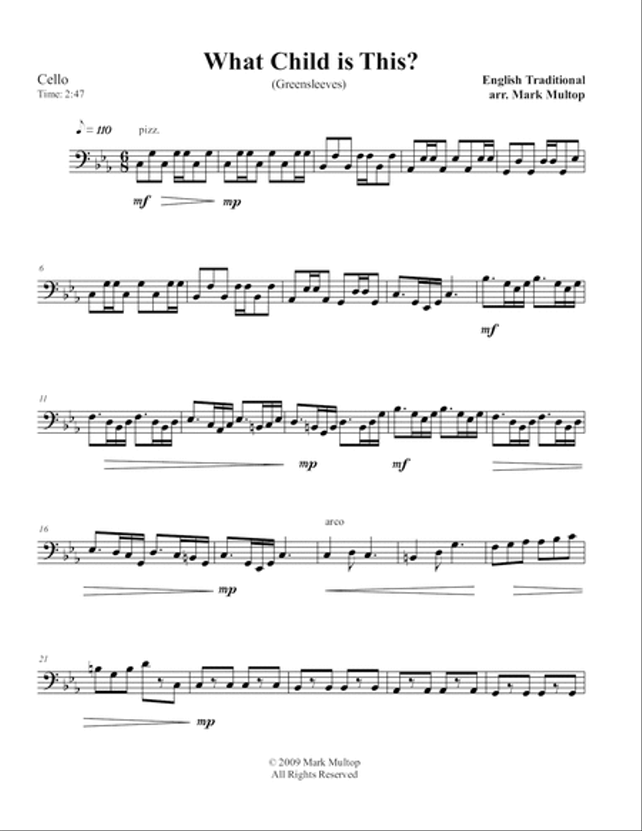 What Child is This? (Greensleeves) String Quartet scores gallery preview page 5