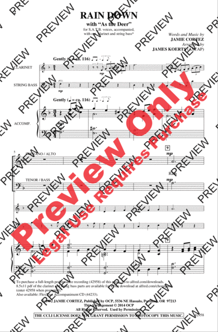 Rain Down Rain Down 4-Part scores gallery preview page 2