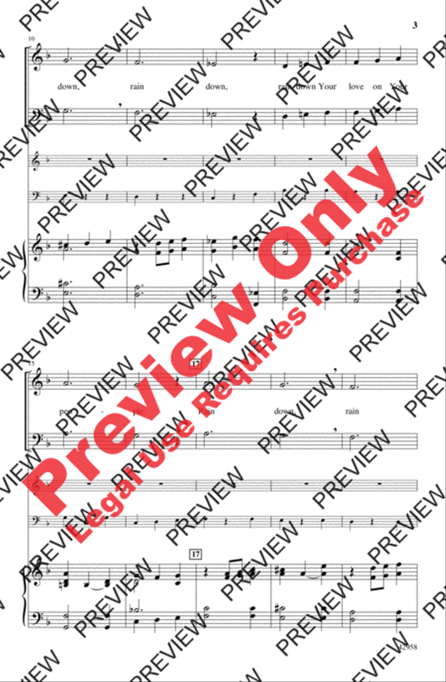 Rain Down Rain Down 4-Part scores gallery preview page 3