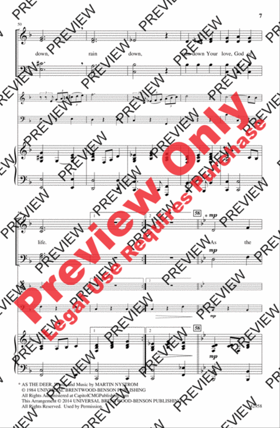 Rain Down Rain Down 4-Part scores gallery preview page 7