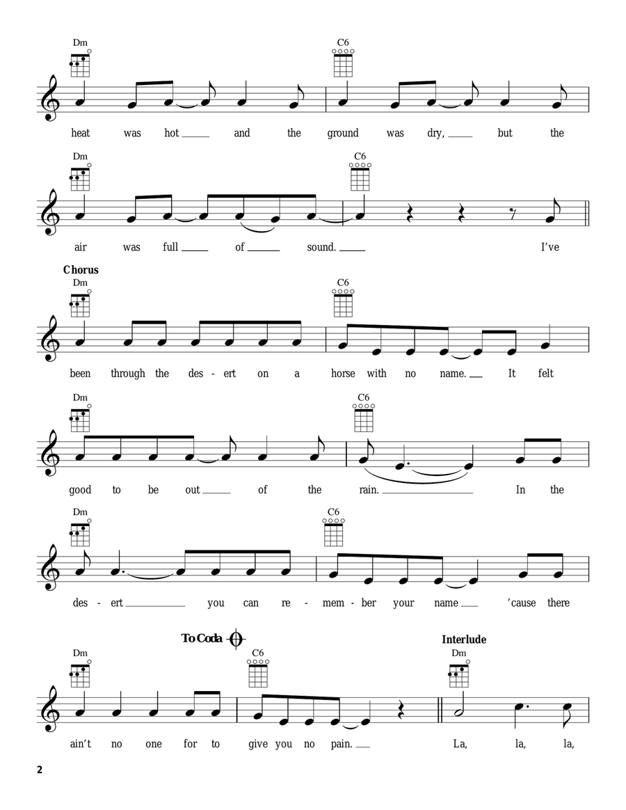 A Horse With No Name A Horse With No Name Ukulele scores gallery preview page 2