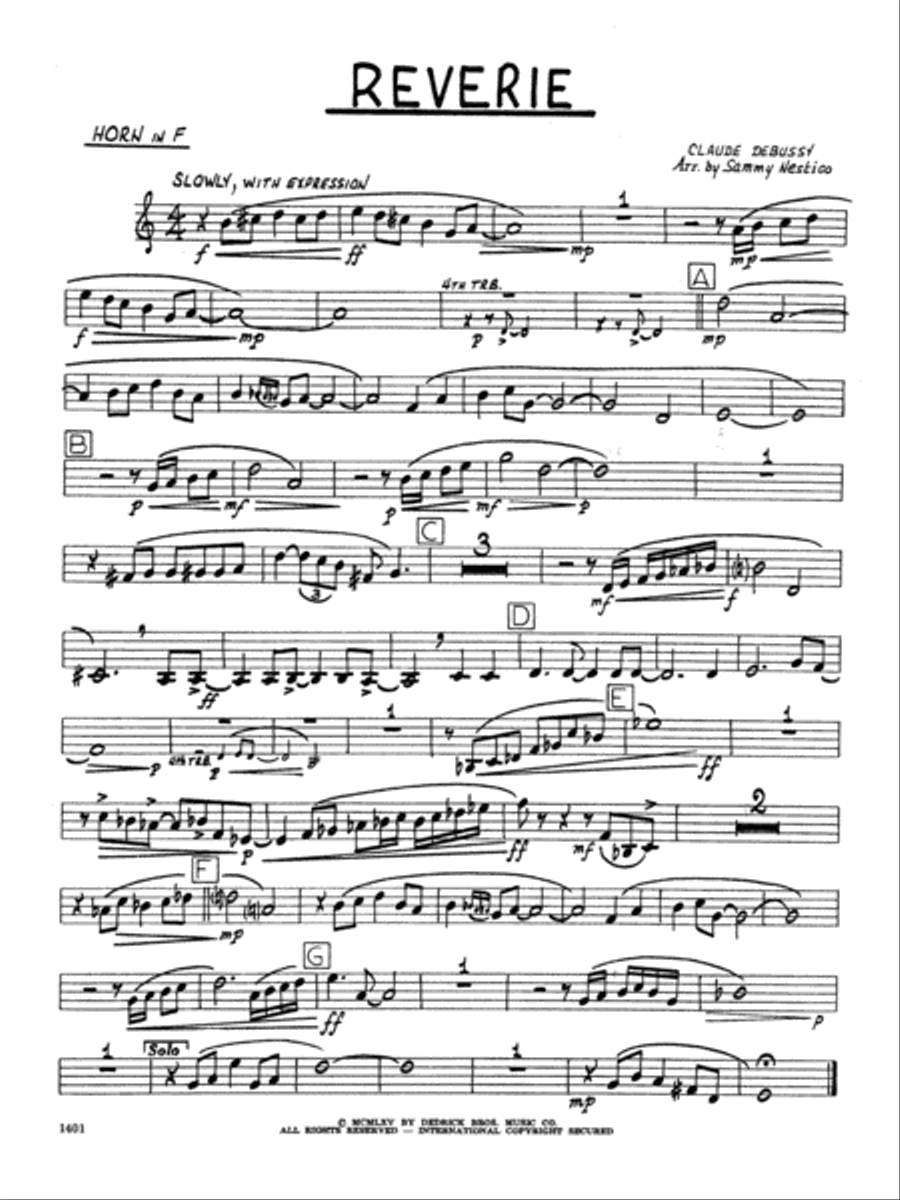 Reverie - Horn in F Horn Solo scores gallery preview page 1
