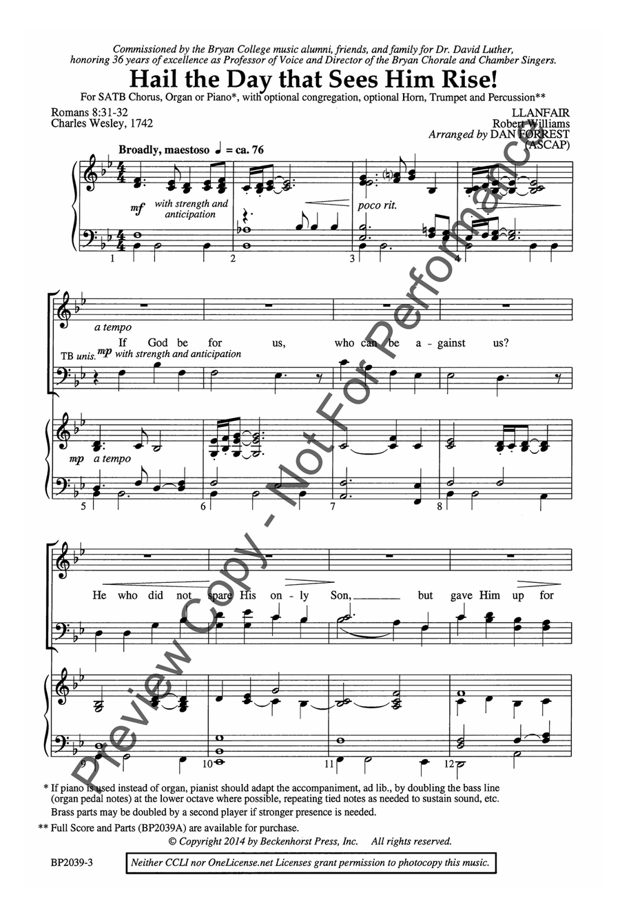 Hail the Day That Sees Him Rise - Forrest 4-Part scores gallery preview page 3