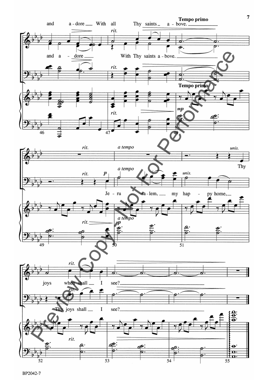 Jerusalem, My Happy Home - Shepperd 4-Part scores gallery preview page 8