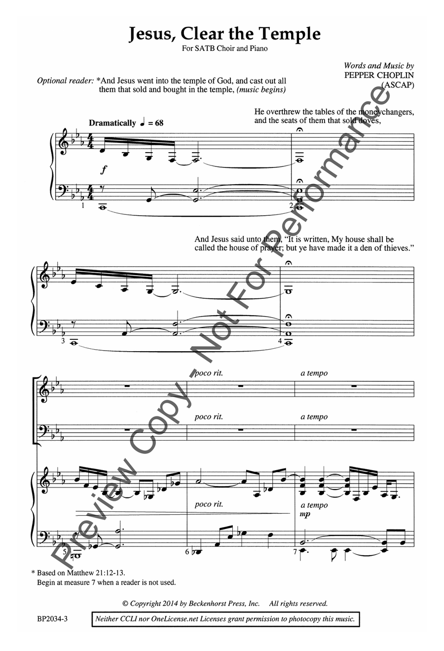 Jesus, Clear the Temple Jesus, Clear the Temple 4-Part scores gallery preview page 3
