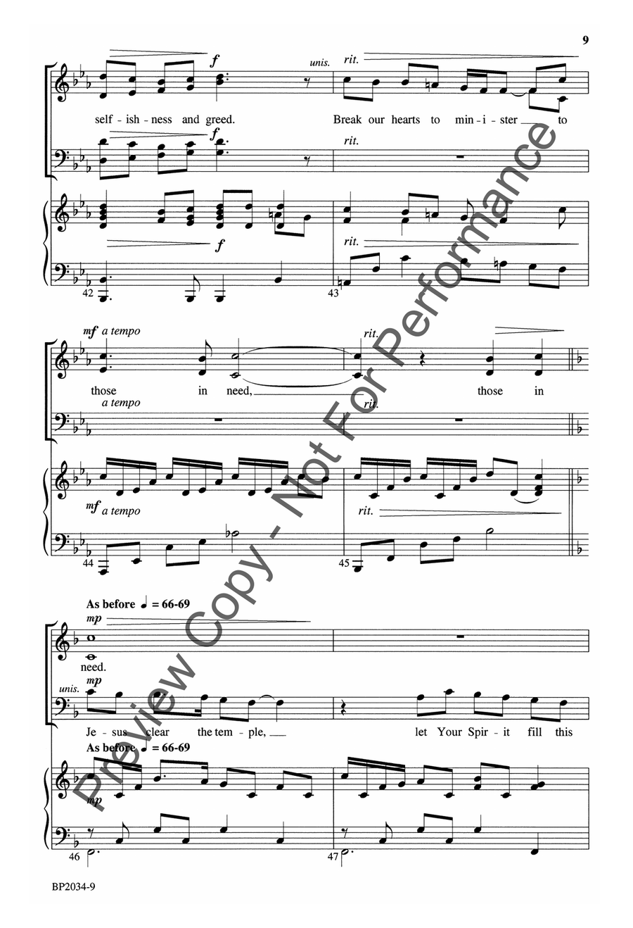 Jesus, Clear the Temple Jesus, Clear the Temple 4-Part scores gallery preview page 9