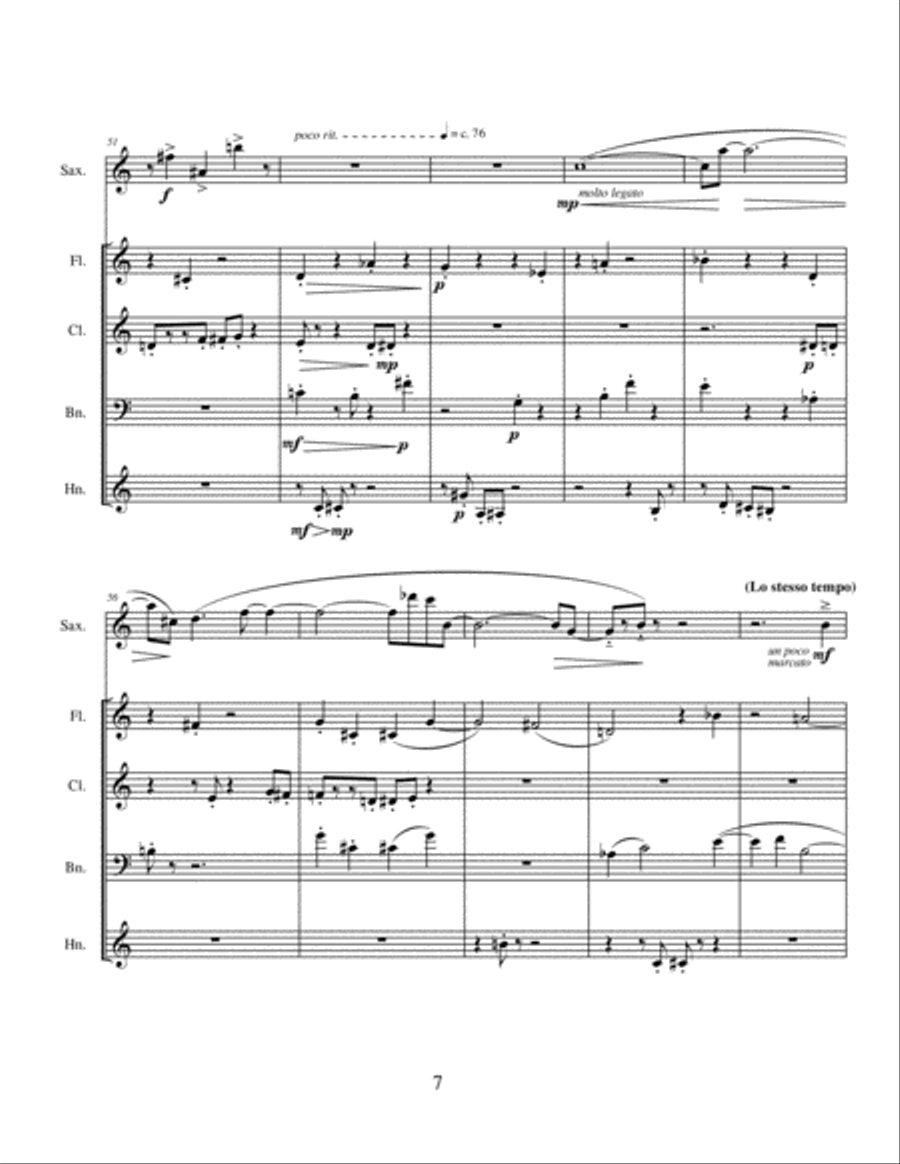 Game Piece No. 1 for Sopranino Saxophone and Wind Quartet Saxophone Quartet scores gallery preview page 5