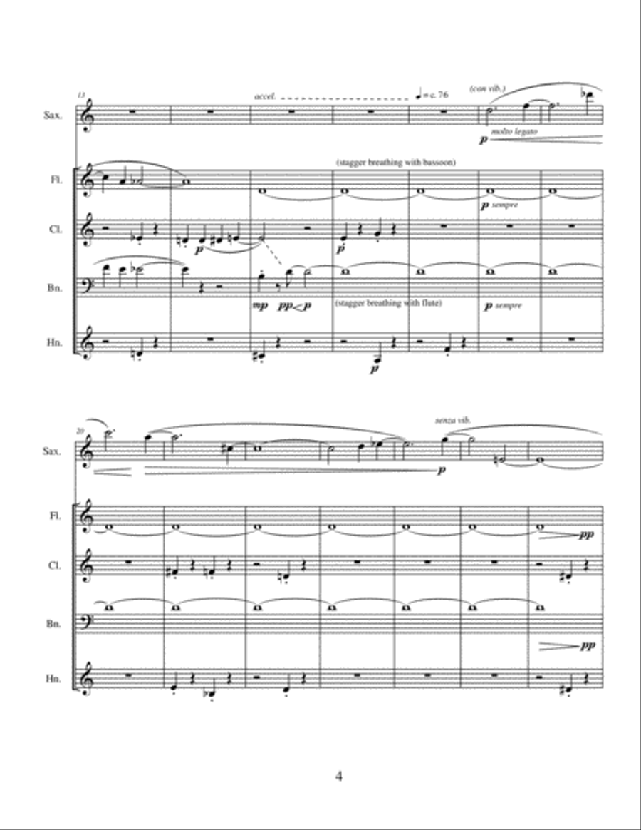 Game Piece No. 1 for Sopranino Saxophone and Wind Quartet Saxophone Quartet scores gallery preview page 8