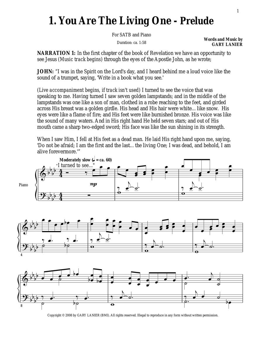 YOU ARE THE LIVING ONE, EASTER CANTATA by Gary Lanier for SATB Choir (Includes Score & Parts) 4-Part scores gallery preview page 3