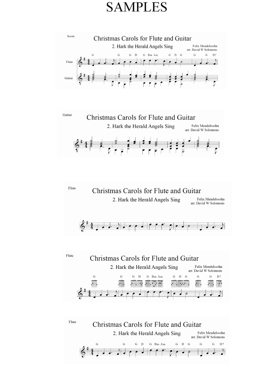 Christmas Carols for flute and guitar No 2 Hark the Herald Angels Sing Flute scores gallery preview page 2