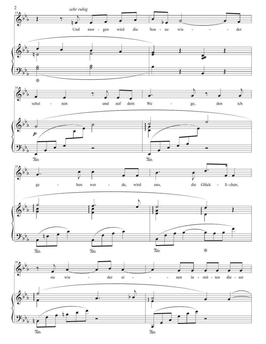 STRAUSS: Morgen, Op. 27 no. 4 (transposed to E-flat major) Piano, Vocal scores gallery preview page 3