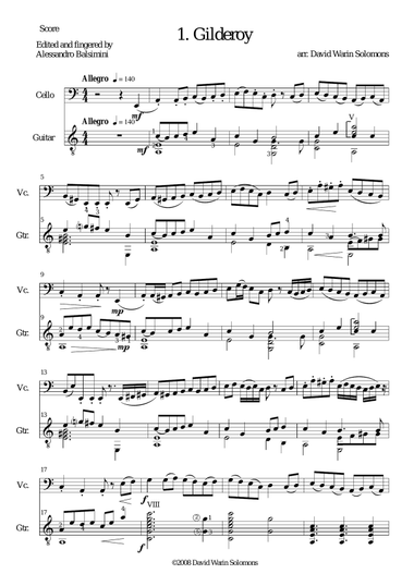 Folk Song Snapshots for Cello and Guitar